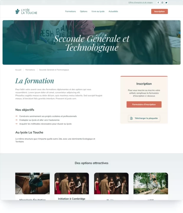 Capture d'écran de la nouvelle fiche de formation du site.